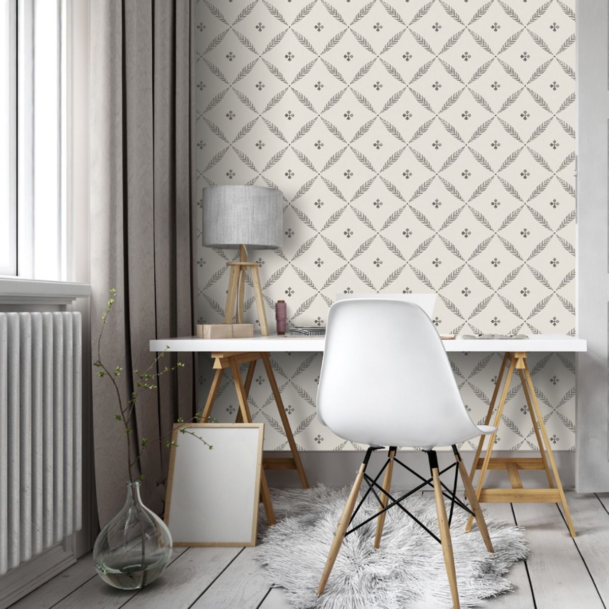 Leaf Trellis Wallpaper by Galerie (Blomstermala Collection)