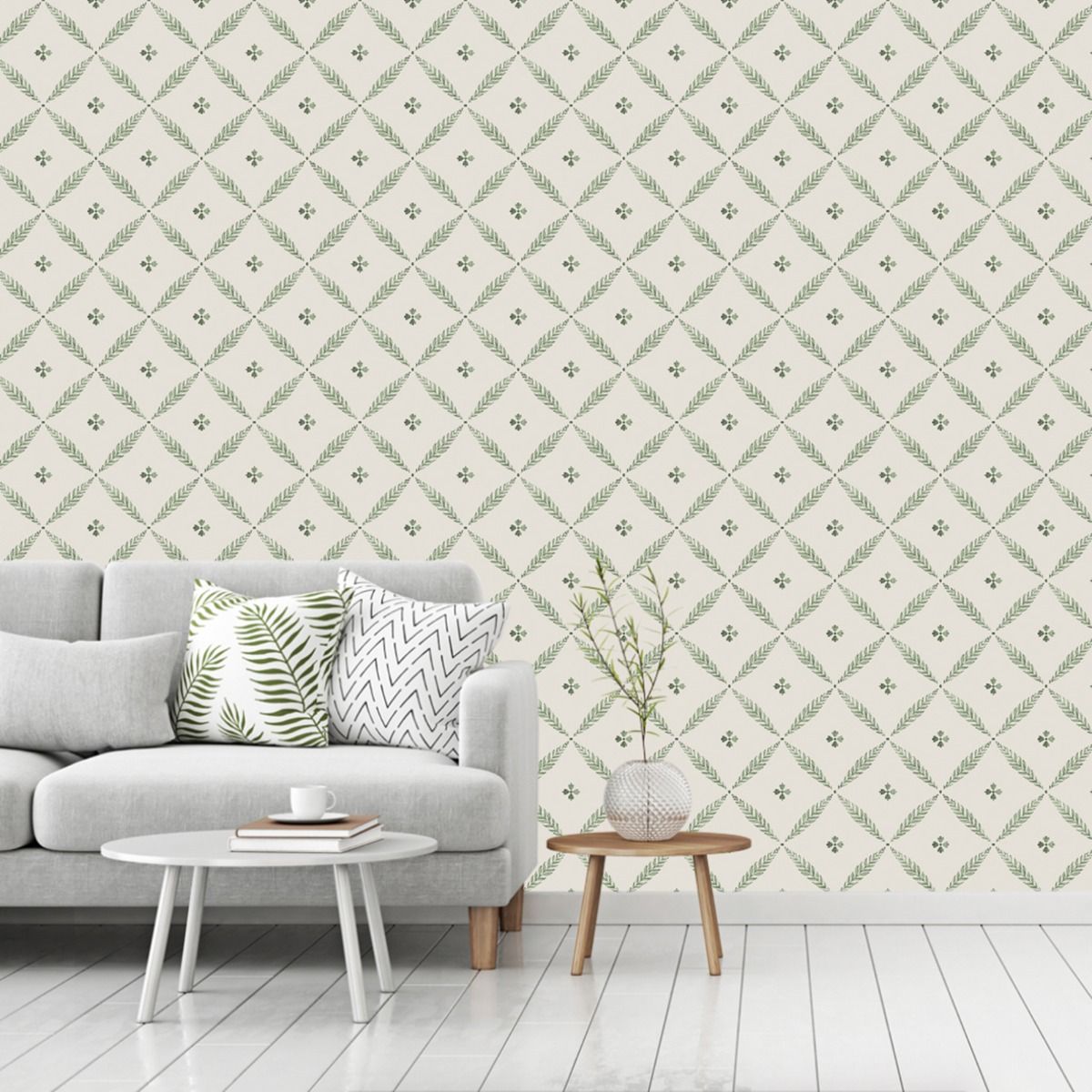 Leaf Trellis Wallpaper by Galerie (Blomstermala Collection)