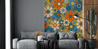 Groovy Retro Garden Flowers 60s Floral Mural by HappyWall