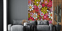 Groovy Retro Garden Flowers 60s Floral Mural by HappyWall