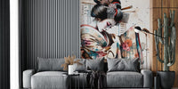 Modern Geisha Dancer With Floral Kimono Mural by HappyWall