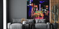 Neon City Lights Mural by HappyWall