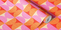 Groovy Retro 60s Geo in Pink Orange Mural by HappyWall