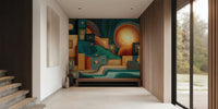 Sunlit Abstract Landscape Mural by HappyWall