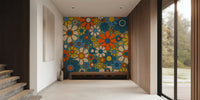 Groovy Retro Garden Flowers 60s Floral Mural by HappyWall