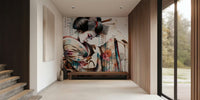 Modern Geisha Dancer With Floral Kimono Mural by HappyWall