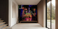 Neon City Lights Mural by HappyWall