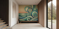 Art Deco Ocean Waves Mural by HappyWall