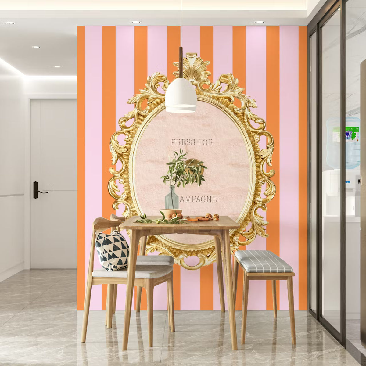 Press for Champagne Stripes Mural by HappyWall