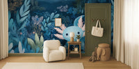 Dreamy Axolotl Oasis Blue Mural by HappyWall