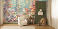 Whimsical Mermaid Village Mural by HappyWall