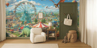 Jurassic Fairground Adventure Mural by HappyWall