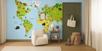 World Map Kids Mural by HappyWall