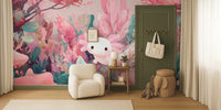 Dreamy Axolotl Oasis Pink Mural by HappyWall