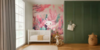 Dreamy Axolotl Oasis Pink Mural by HappyWall