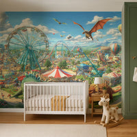 Jurassic Fairground Adventure Mural by HappyWall