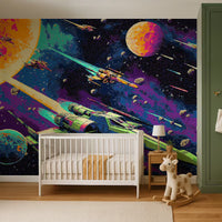 Space Battle Mural by HappyWall