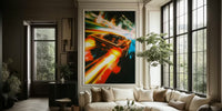 Neon Speed Rush Mural by HappyWall