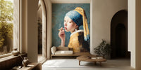 Girl With Pearl Earring Smoking Joint Mural by HappyWall