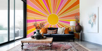 Vintage Sun - Orange Mural by HappyWall