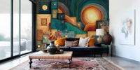 Sunlit Abstract Landscape Mural by HappyWall