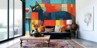 Chill Cat and Wine Mural by HappyWall