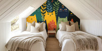 Colorful Feline Forest Mural by HappyWall