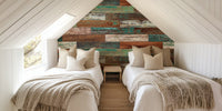 Reclaimed Boat Wood Green & Rust Mural by HappyWall