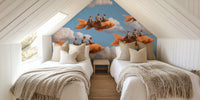 Fish Riders in the Sky Mural by HappyWall