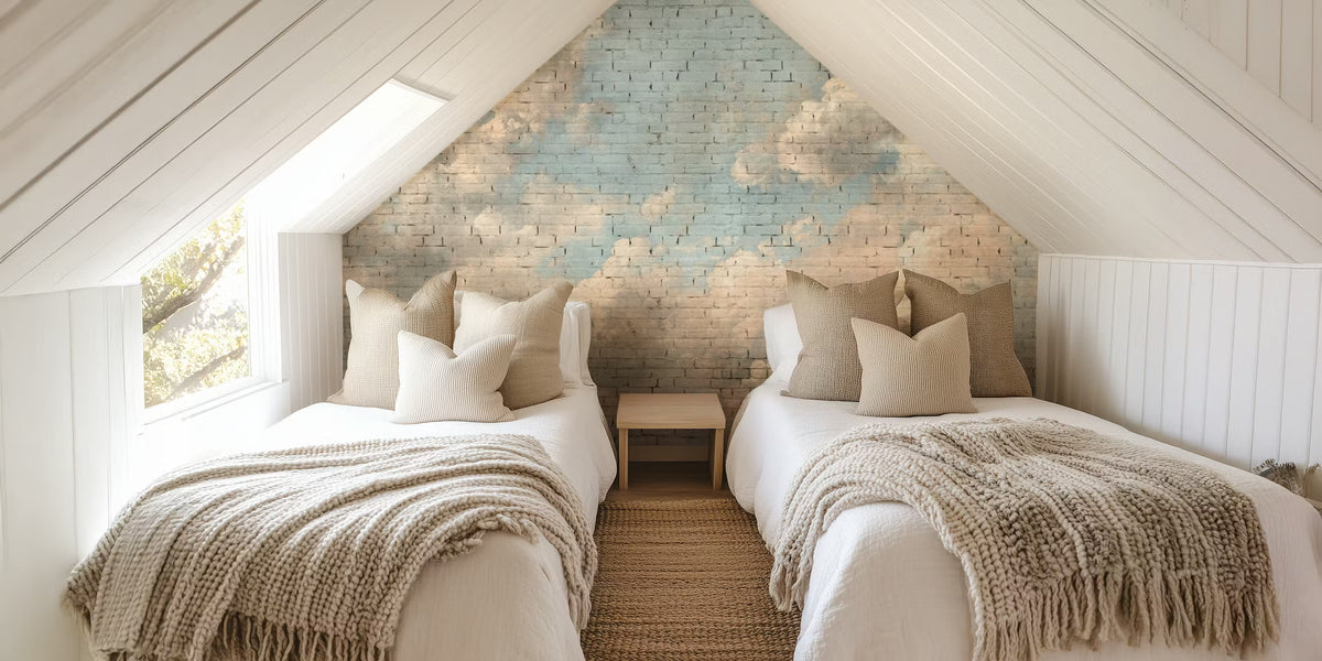Bricks Wall Classic Painting Clouds Mural by HappyWall