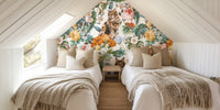 Cat and Floral Pattern III  Mural by HappyWall