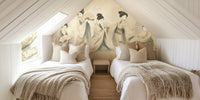 Elegant Geisha Dancers with Fans Mural by HappyWall