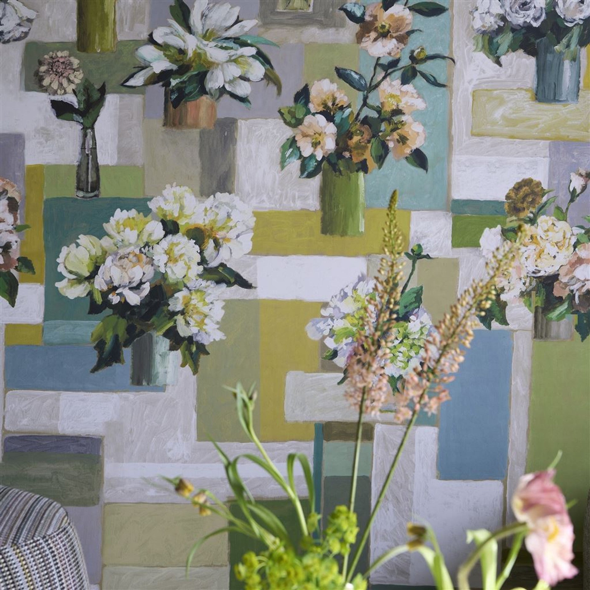 Celadon Vase Wallpaper Panel by Designers Guild