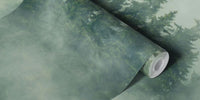 Misty Forest Green Mural by HappyWall