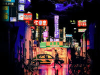 Neon City Lights Mural by HappyWall