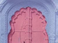 Pink Window In The Blue City Mural by HappyWall