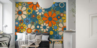 Groovy Retro Garden Flowers 60s Floral Mural by HappyWall