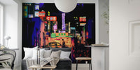 Neon City Lights Mural by HappyWall
