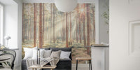 Misty Forest With Sunrays Mural by HappyWall