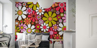 Groovy Retro Garden Flowers 60s Floral Mural by HappyWall