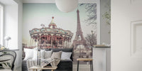 Carousel and the Eiffel Tower Mural by HappyWall