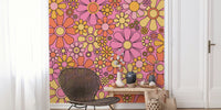 Groovy Retro Garden Flowers 60s Floral Mural by HappyWall