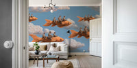 Fish Riders in the Sky Mural by HappyWall