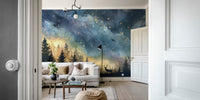 Starlit Forest Night Sky Mural by HappyWall