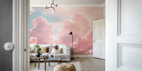 Dreamy Rose Strawberry Cotton Candy Clouds Mural by HappyWall