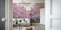 Charming Cherry Blossom Alley Mural by HappyWall