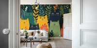 Colorful Feline Forest Mural by HappyWall