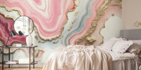 Chic Pink and Gold Glam Marble Stone Mural by HappyWall