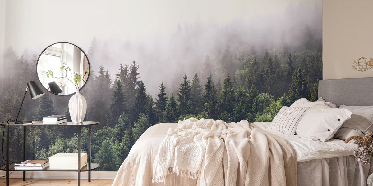 Cloudy Forest Mural by HappyWall