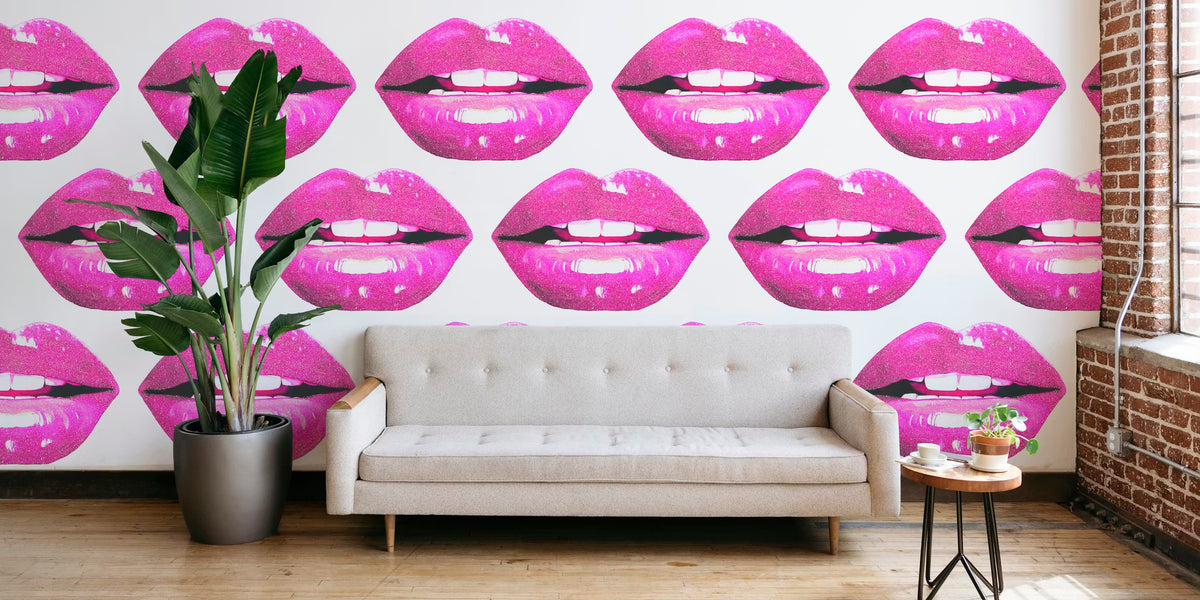 Purple Lips Mural by HappyWall